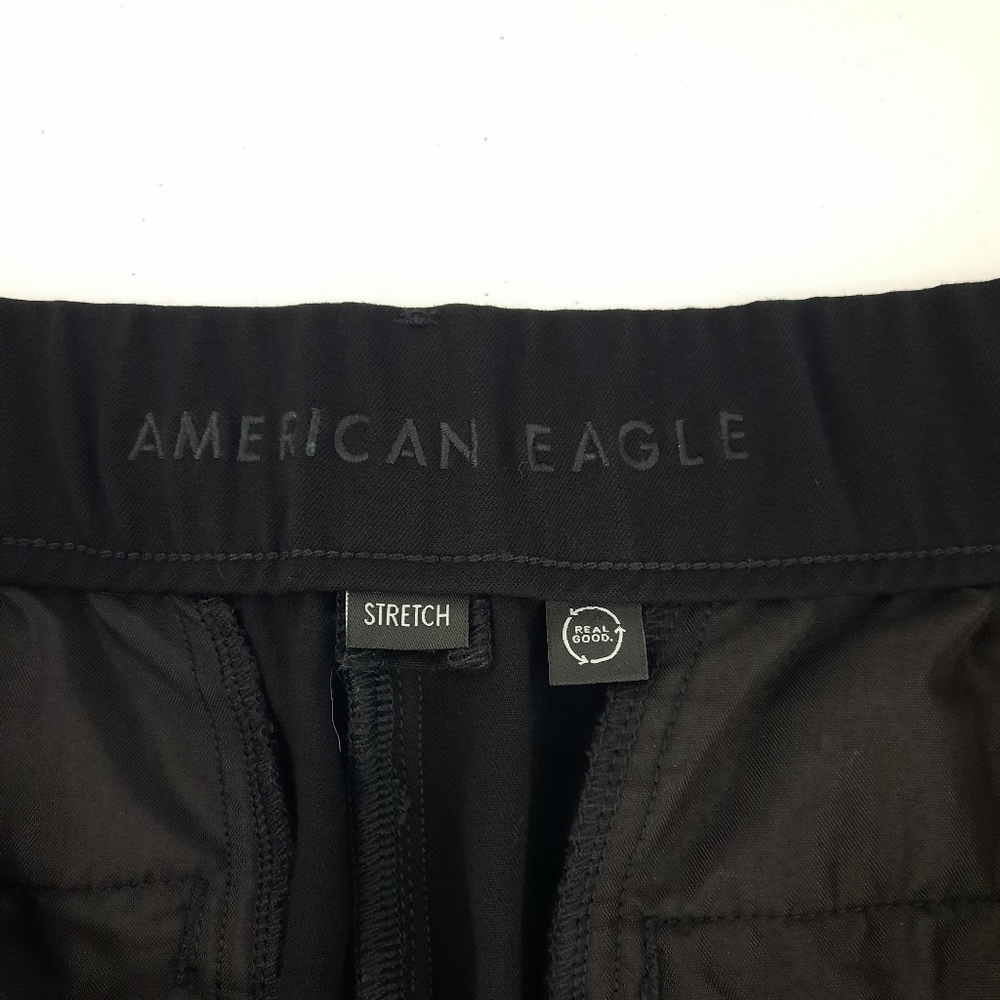 American Eagle LONG Solid Black High Rise Curvy Wide Leg Trousers size 14 - Picture 6 of 14